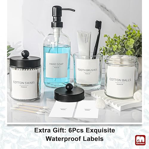 Miniatura 6 de GMISUN - Juego de accesorios de baño, juego completo de 4 accesorios de baño de vidrio transparente, dispensador de jabón y soporte para cepillos de