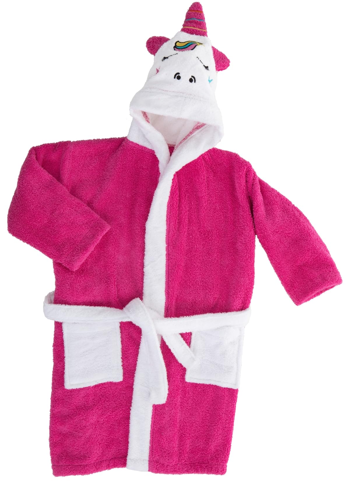 Albornoz Baño Niña Infantil 100% Algodón Bata con Bolsillos, Dibujos y Capucha Sleepy (6 a 8 años)