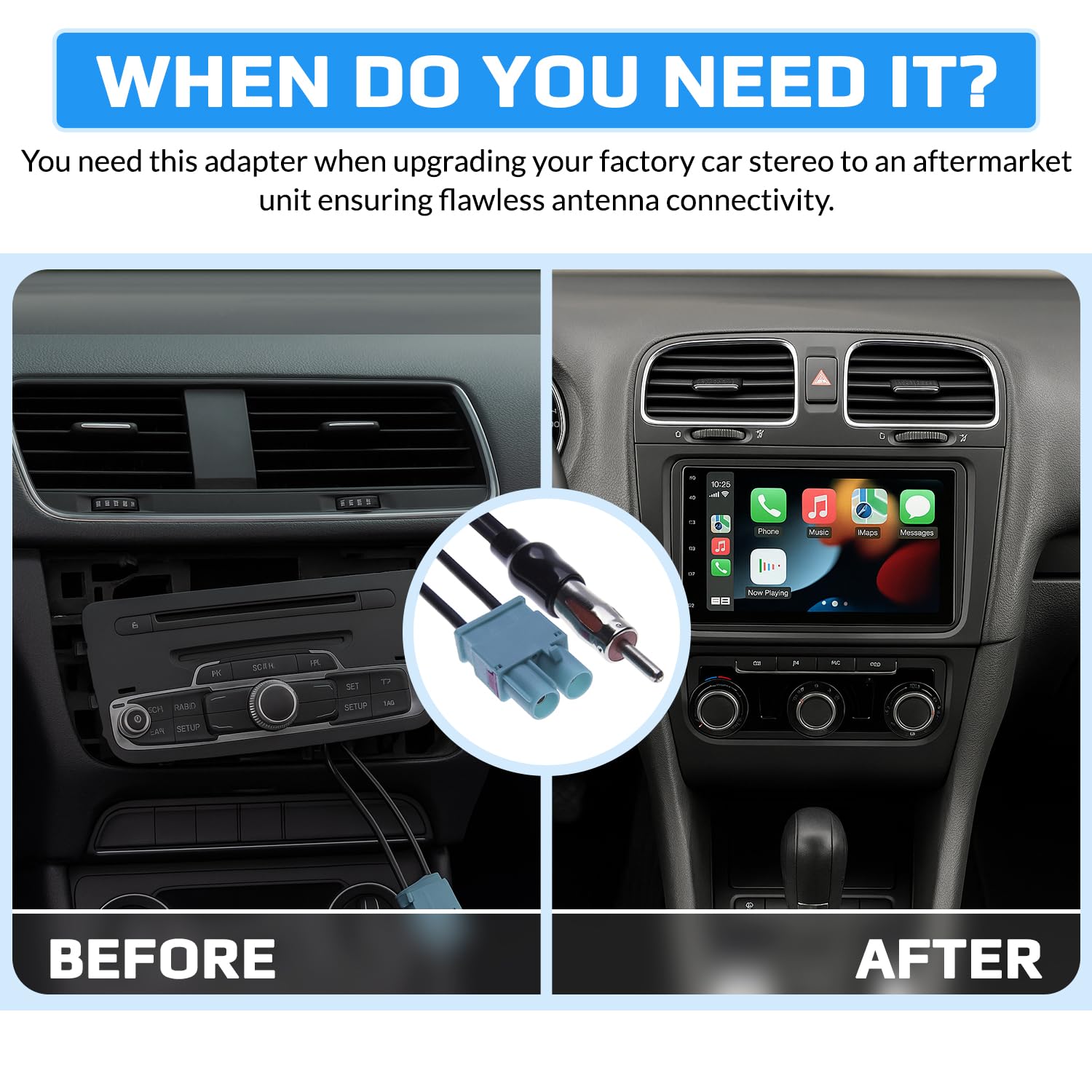 Keple Adattatore Doppia Fakra A DIN (Motorola) – Per Antenne Diversity Su Fiat, VW, Mercedes, Peugeot, Skoda, Seat