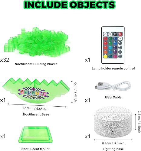 Miniatura 9 de Juego de apilamiento LED que brilla en la oscuridad, juego de torre de equilibrio Tetra con luces que cambian de color, juegos de mesa suspendidos