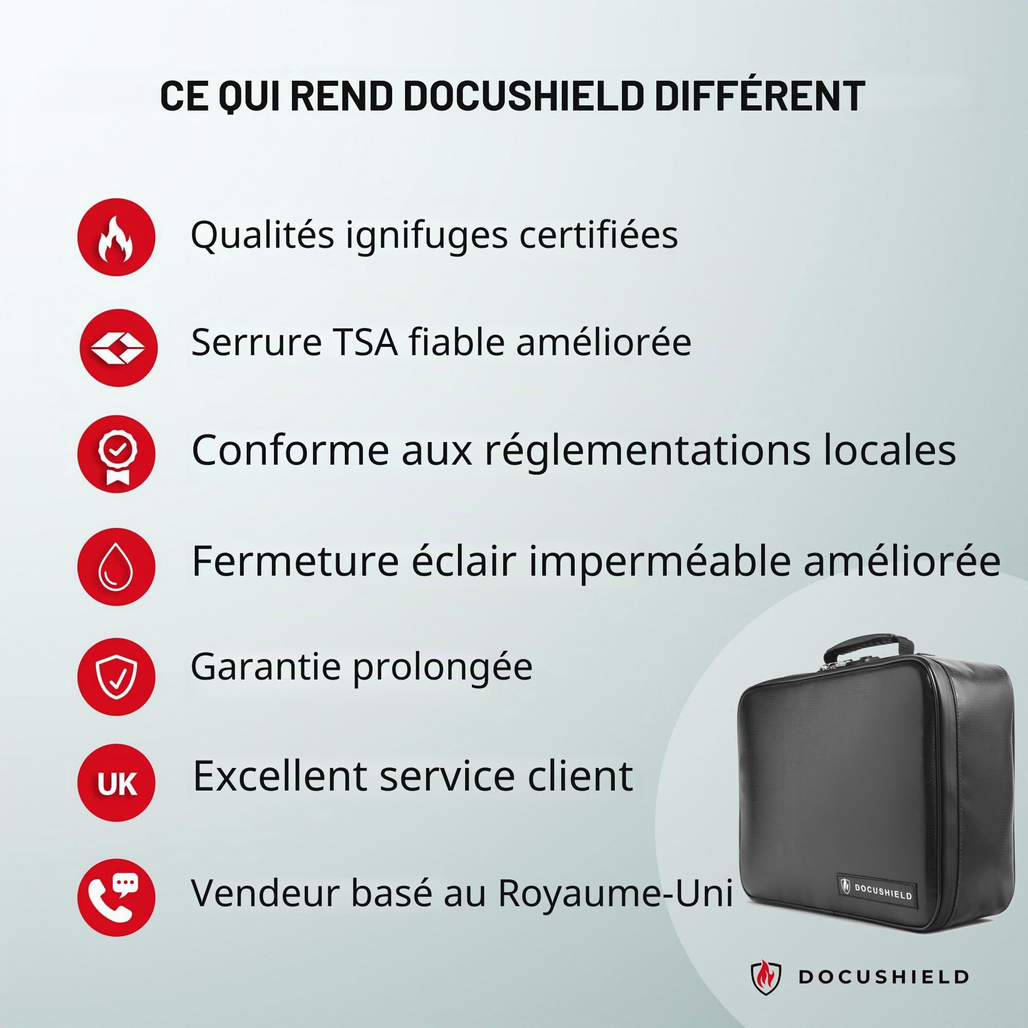 Porte-documents ignifuge et résistant à l'eau | Boîte légère et portable avec séparateurs et poches pour le rangement de fichiers importants | Marque britannique | Tissu en fibre de verre |