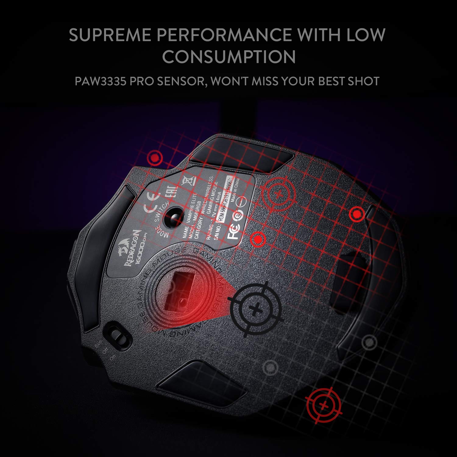Redragon M686 Mouse Gioco Wireless 16000 DPI Sensore 45 Ore RGB | mouse gioco wireless cablato 16000 DPI sensore professionale autonomia 45 ore macro personalizzabile retroilluminazione RGB