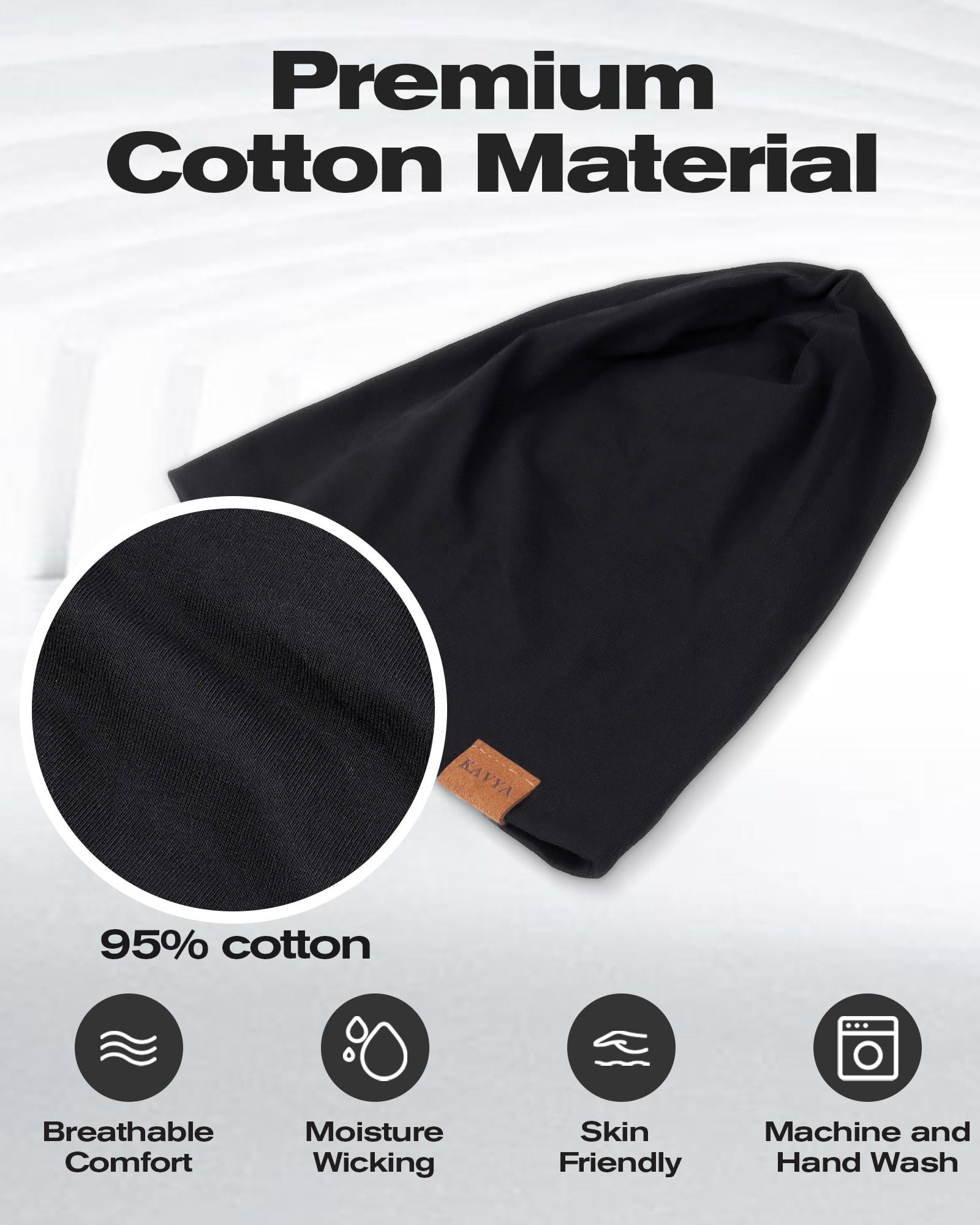 Kavya Cappello Berretto Donna Uomo Invernale, 95% Cotone Cappellino Uomo Elastico Cappello Uomo Leggero Cappello Running Uomo per la Notte, Casco Moto, Bici, Chemioterapia