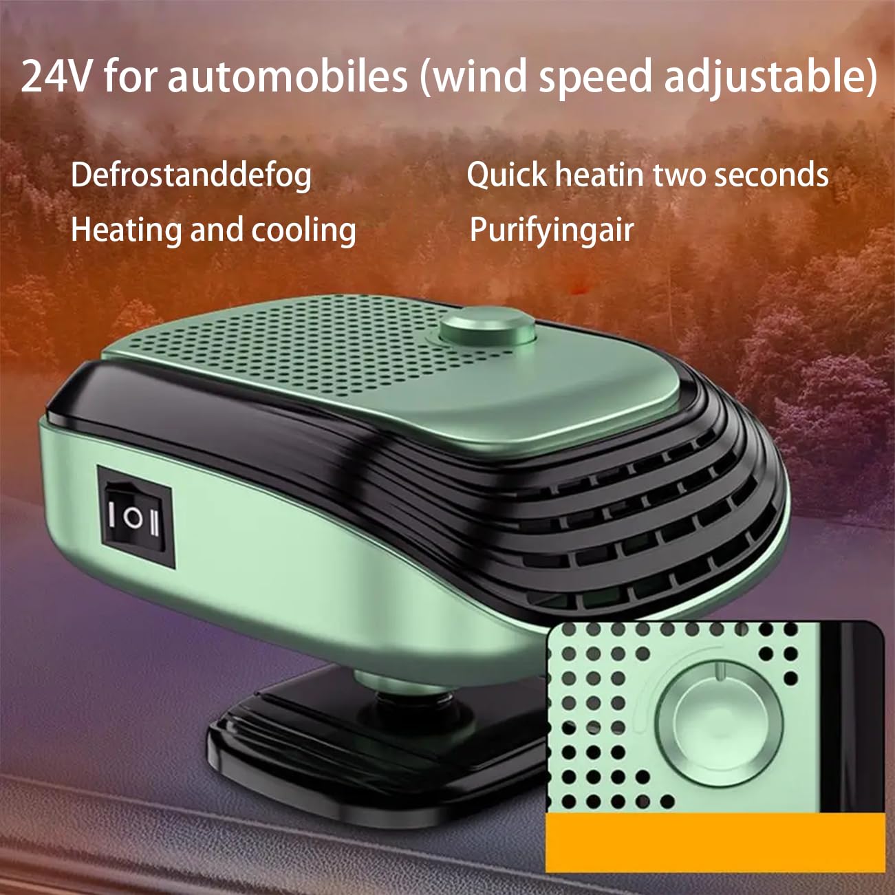 NEZIH Ventilador calefacción de refrigeración eléctrica para Calentador automóvil 12V/24V, 150W, Ventilador Calentador eléctrico portátil para desempañar rápidamente Parabrisas,24V,White