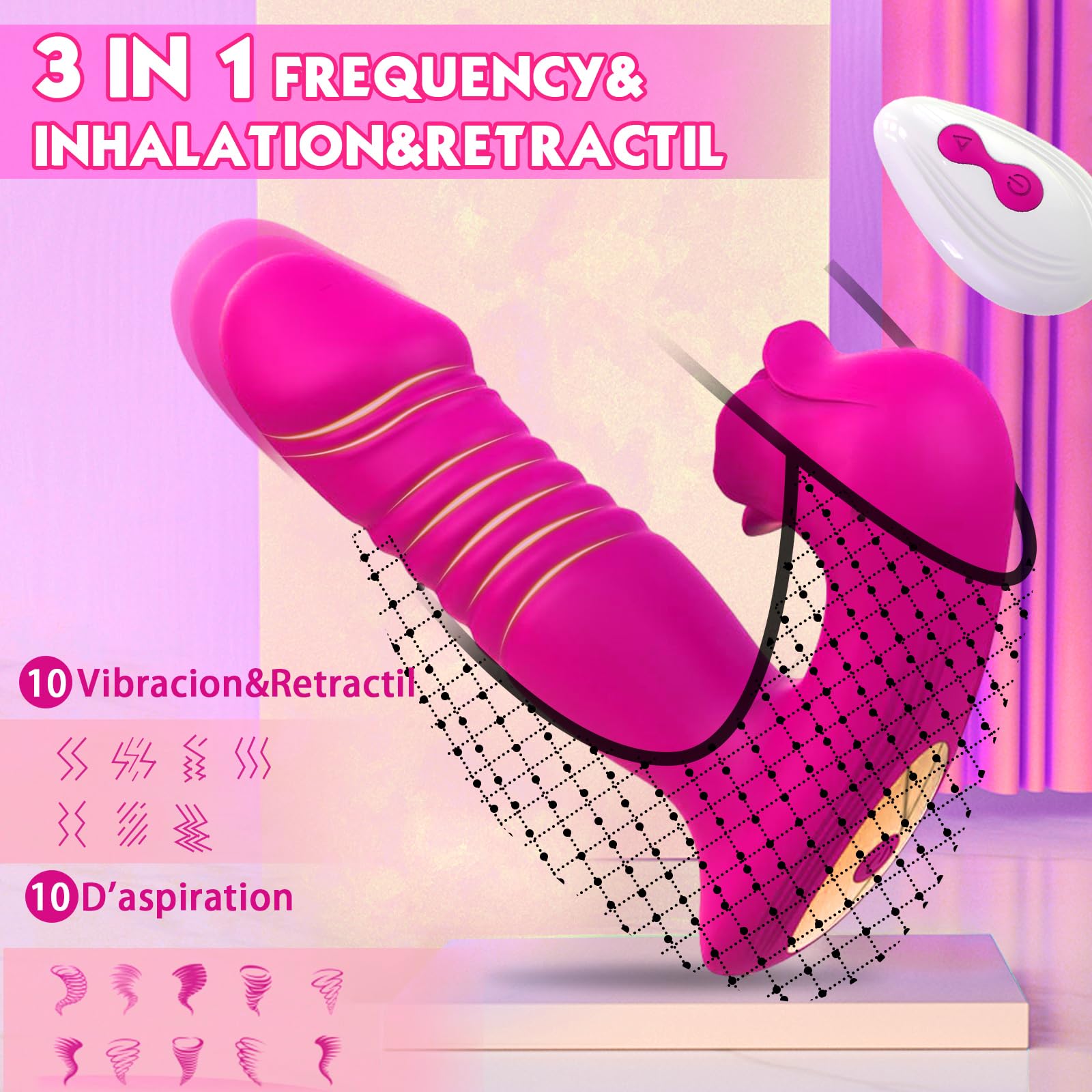 Vibratoreper Donna Professionale Sexytoysys donna,Succhia Clotoride per donna Stimolatore per clitoride 10 * 10 modalità Impermeabile per USB Ricaricabile (Rosso)