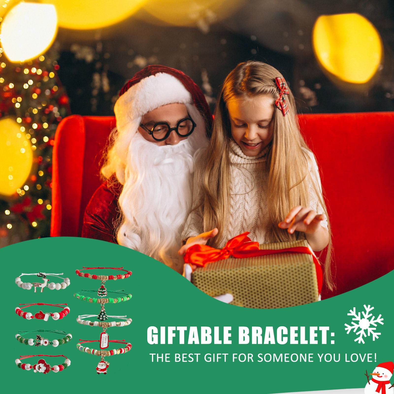 Bovemee 8pcs Christmas Bracelets For Women Gifts Merry Christmas In July Decorations Holiday Party Favors Stocking Stuffers Crafts Jewelry Bracelet