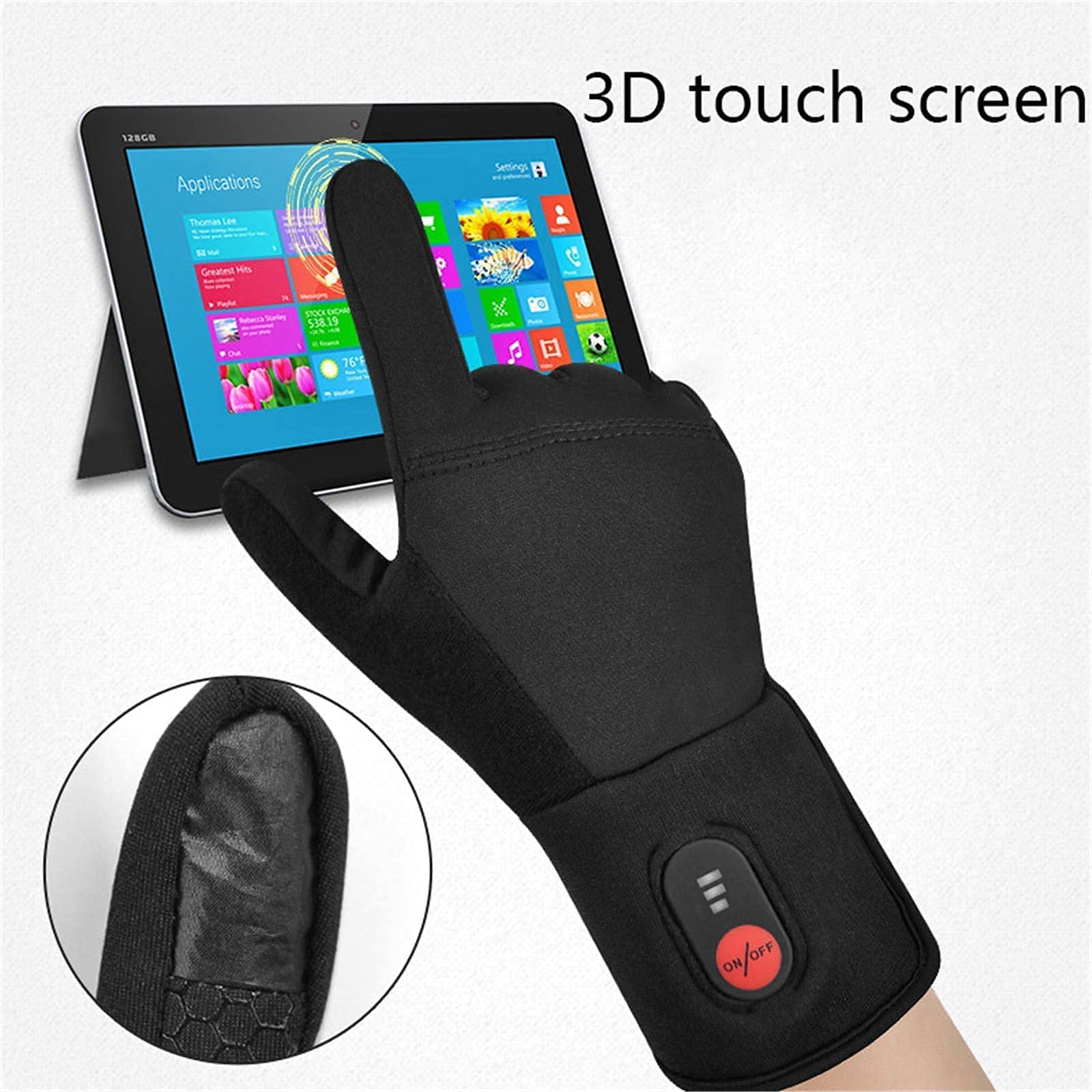 Batterij verwarmde handschoenen voor heren - 3,7 V batterij oplaadbare touchscreen verwarming wanten met 3 temperatuurniveaus - snelle verwarming touchscreen thermische handschoenen voor outdoor