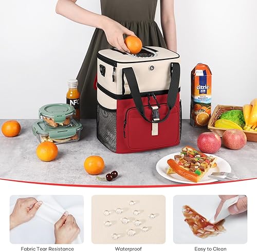 Miniatura 6 de Maelstrom Lunch Box for Women, 20L Insulated Lunch Bag Men, Leakproof Double Deck Cooler Bag, Soft Lunch Cooler with Quick Access Flip-Top Lid for