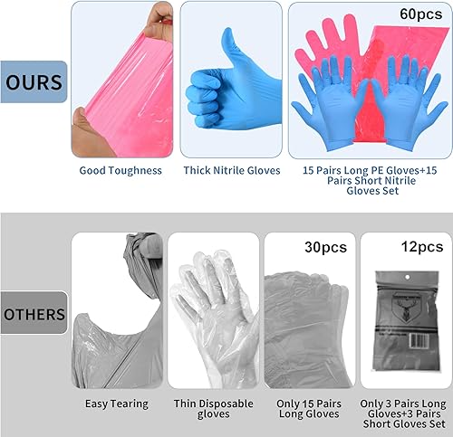 Miniatura 6 de Zuzuxia 50 pares de guantes de caza de campo, guantes de caza de ciervos, guantes de caza de ciervos con 25 pares de guantes largos de polietileno