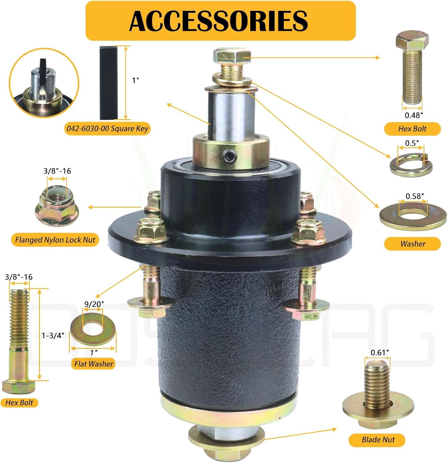 3 Pack 037-6015-50 Spindle Assembly with 033-6003-00 pulley Replace Bad Boy Spindle 037-6015-50 Bad Boy 037-6015-50 - Spindle Assembly 037-6015-00- Spindle Assembly Bad Boy 037-6015-50 Spindle