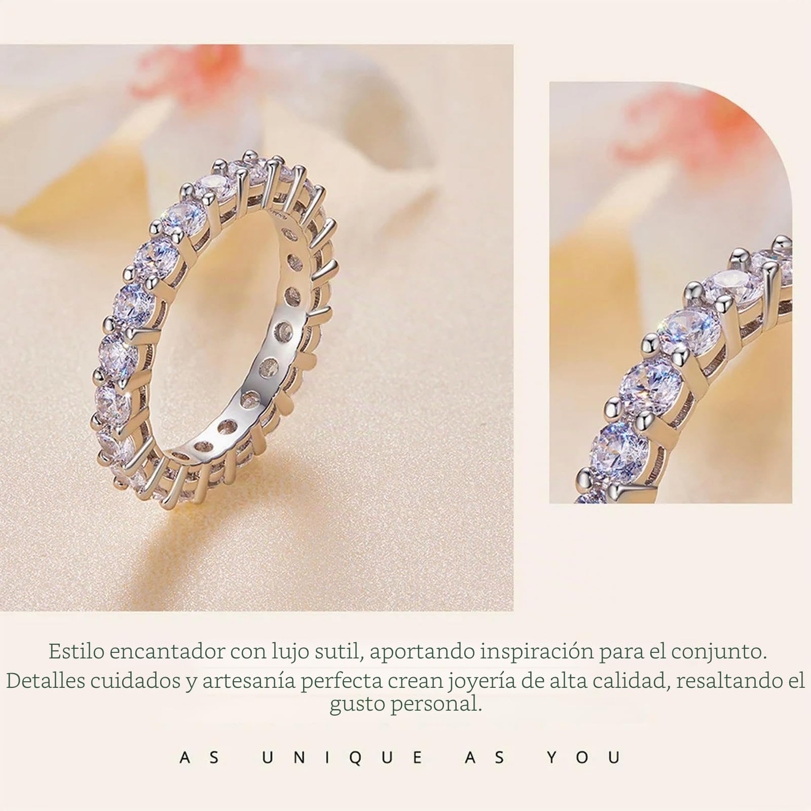 Anillo De Moissanita Con Banda De Eternidad Completa Para Mujer, Anillo De Compromiso De Boda Con Diamantes En Plata De Ley 925.