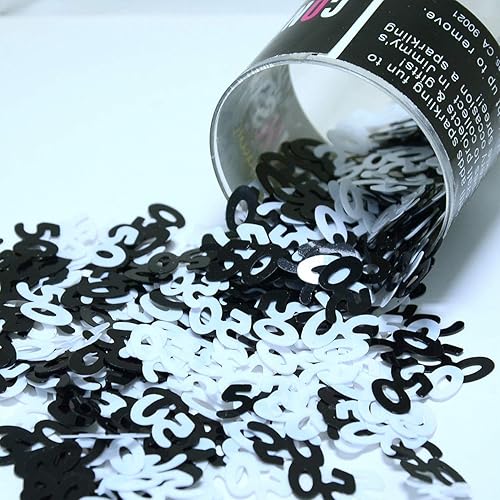 Confeti número 50 negro, blanco - 2 bolsas de media onza (1 oz) #7504 Q01
