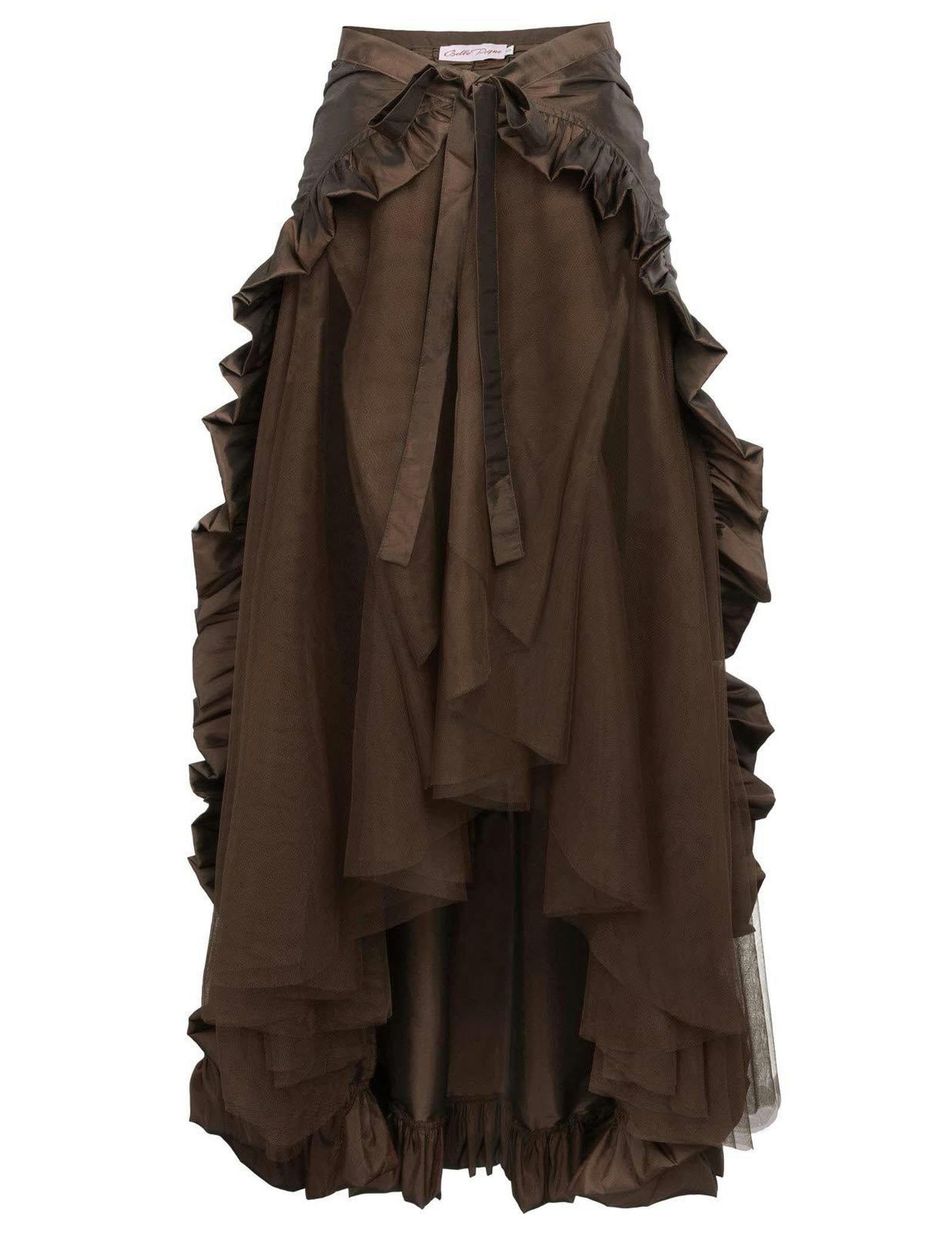 Wszjln Women's Pirate Skirt Brown Plus Size Steampunk Gothic Wrap Dress Era Ruffled Pirate Skirt-3Xl
