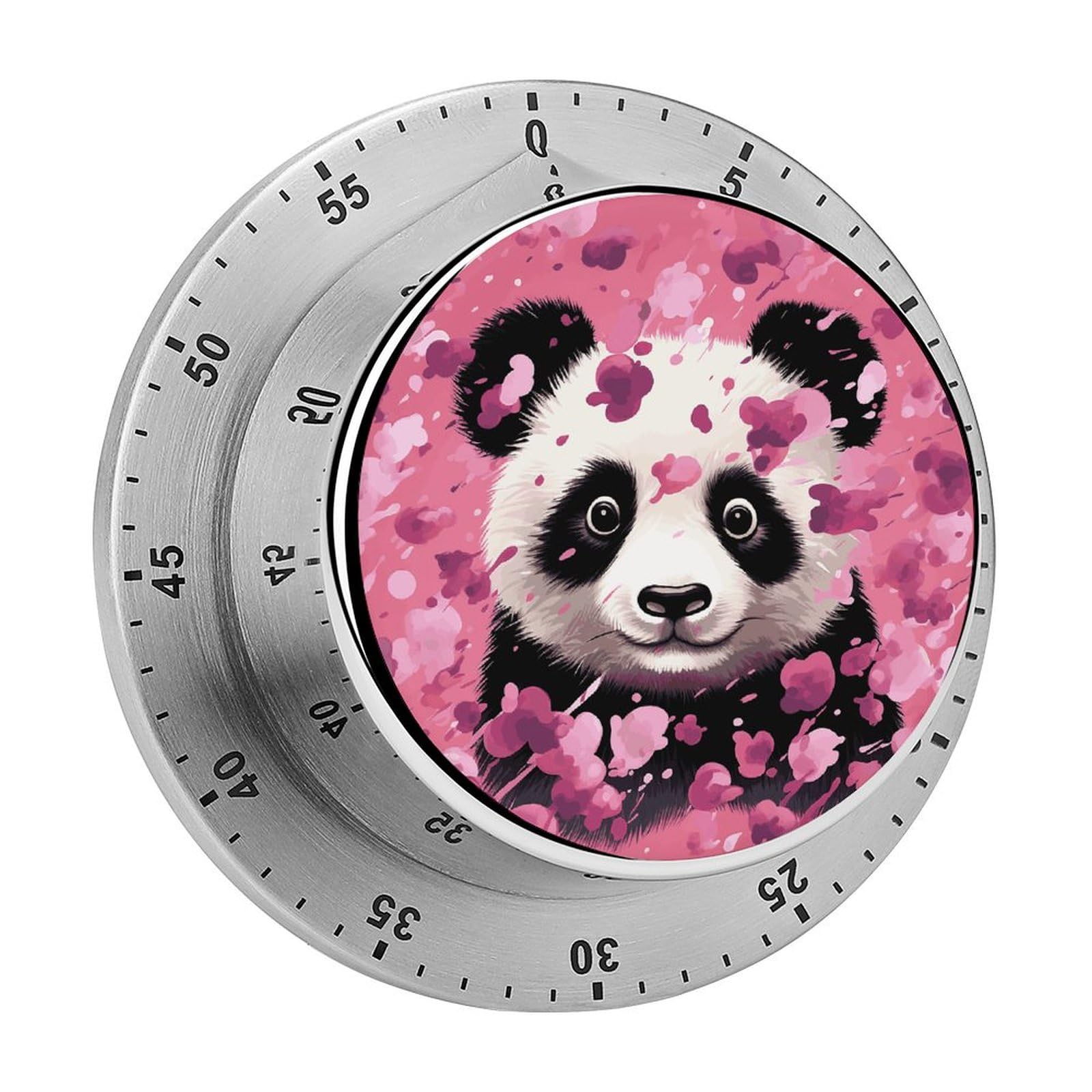 Pink Panda Cotton Manual Countdown Timer with Magnetic Base Visual Mechanical Timer for Classroom Home Study and Cooking