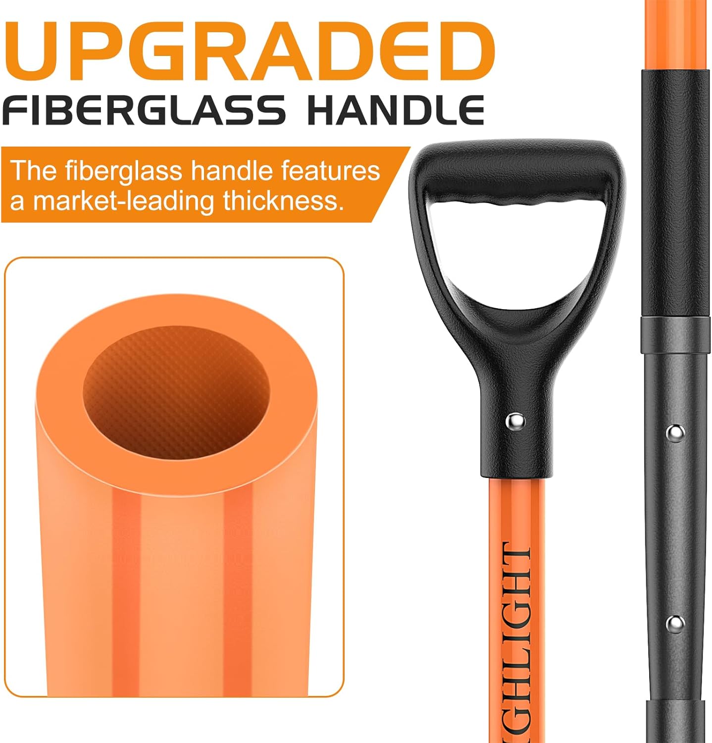 HIGHLIGHT 10-Tine Wide Head Pitch Fork for Manure & Hay, Heavy Duty with Unbreakable Fiberglass Handle, 45-Inch Ergonomic Grip