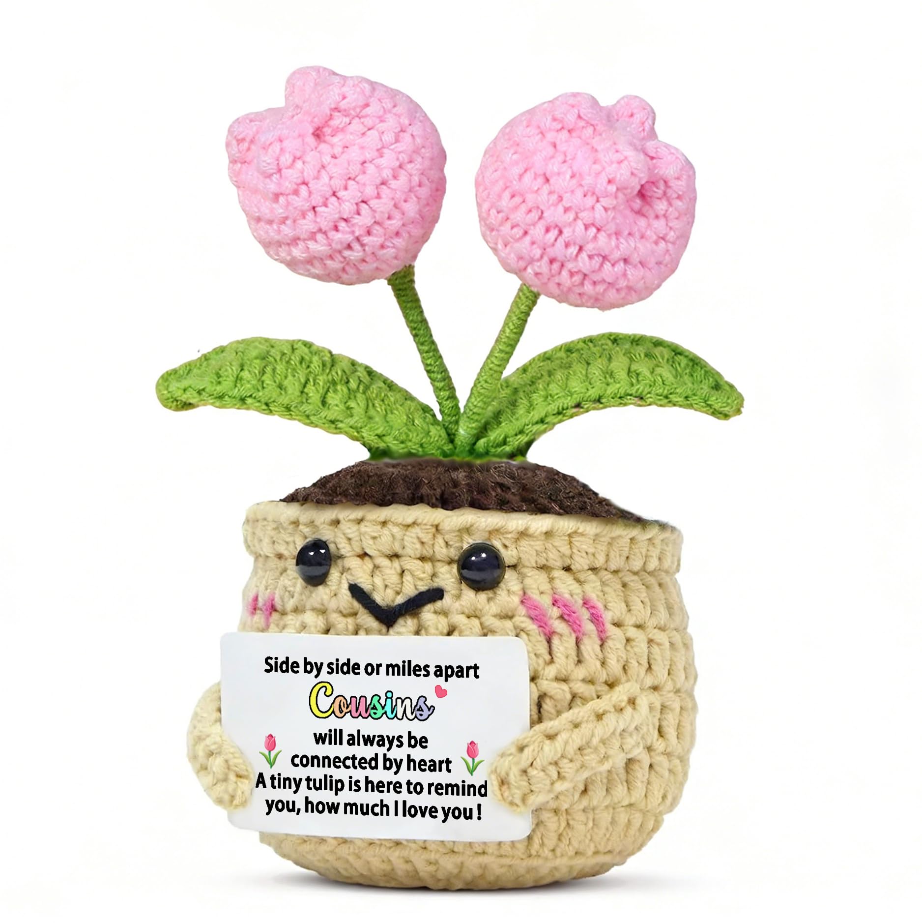 FMCC Cousin Gifts for Women Female Handmade Crochet Tulip Gift for Cousin Christmas Birthday