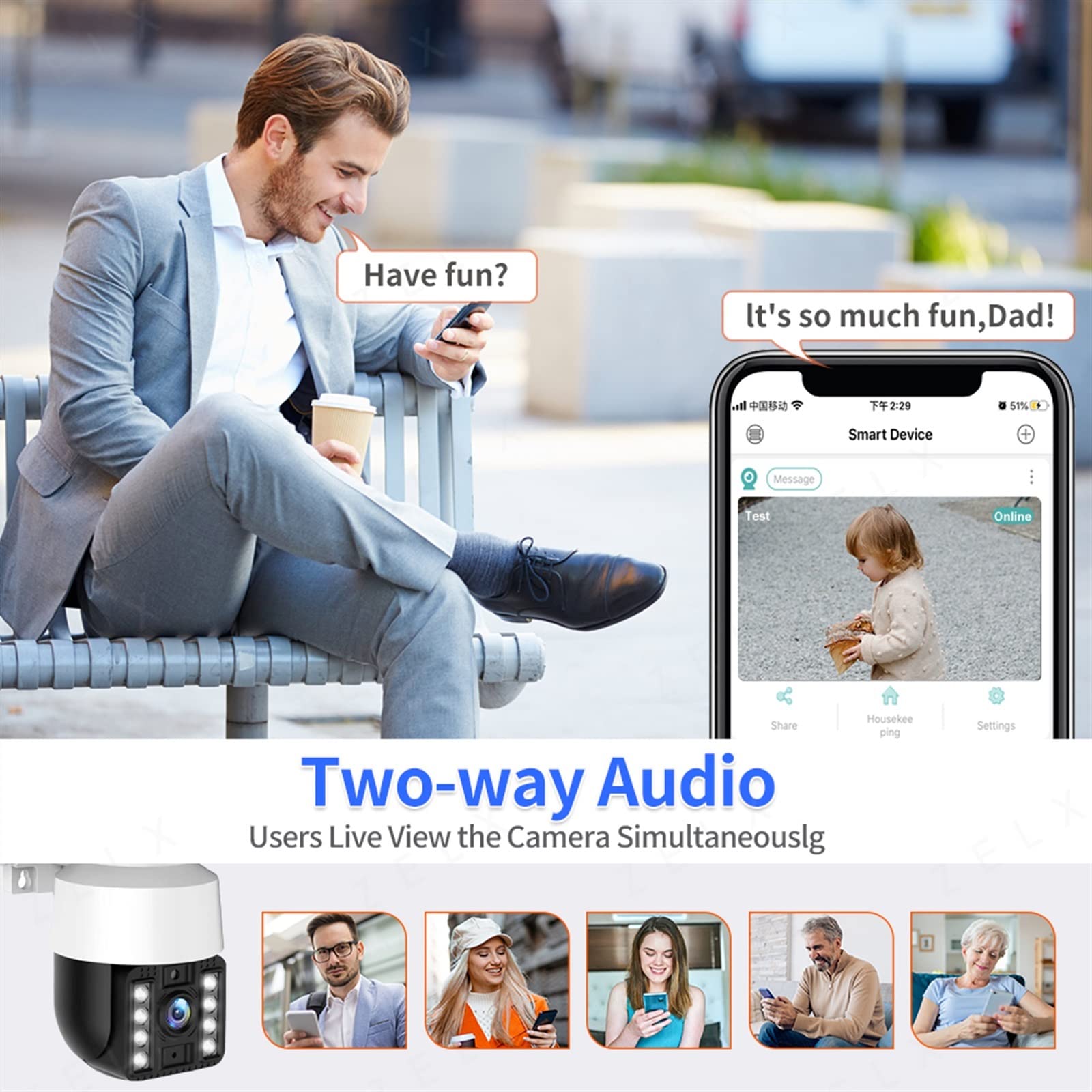 Kamera IP bezpieczeństwa na zewnątrz, 8MP kamera IP PTZ zewnętrzna 4K bezprzewodowa kamera bezpieczeństwa 5MP 3MP AI wykrywanie ludzi 1080P nadzór wideo CCTV P2P Obrazy HD(3MP Add 32G Card)