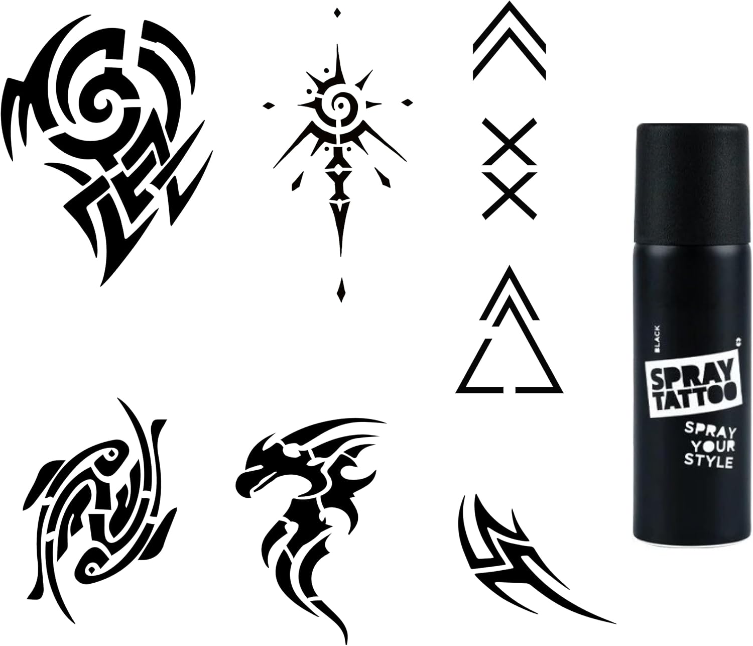 Tribal Modeller Spray Tattoo Geçici Sprey Dövme Seti