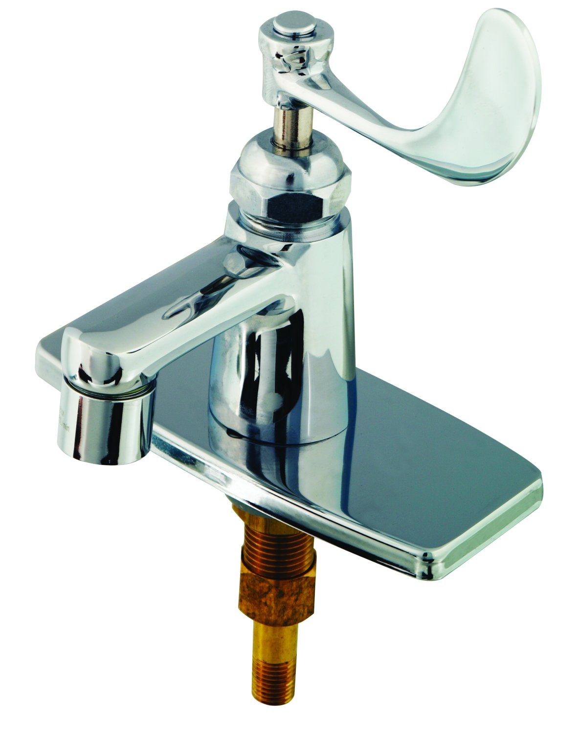 T&S Brass B-2460 Lavatory Faucet with Single Temperature, Decor Wrist-Action Handle, Aerator and Deckplate