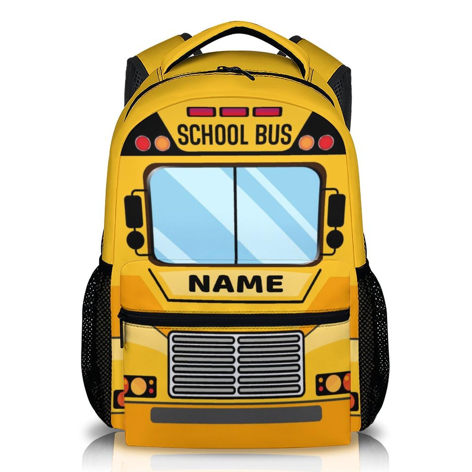 School Backpack for Kids Boys, Custom Schoolbag Gifts for Car Lovers, 17" Cool School Bus Backpacks for Preschool Primary Elementary, Personalized