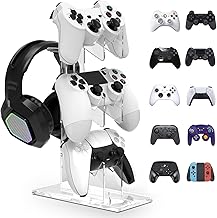 Universal 3 Level Controller Stand & Headset Stand Game Accessories Storage Stand PS5 PS4 Game Accessories, Crystal Clarity Controller Stand