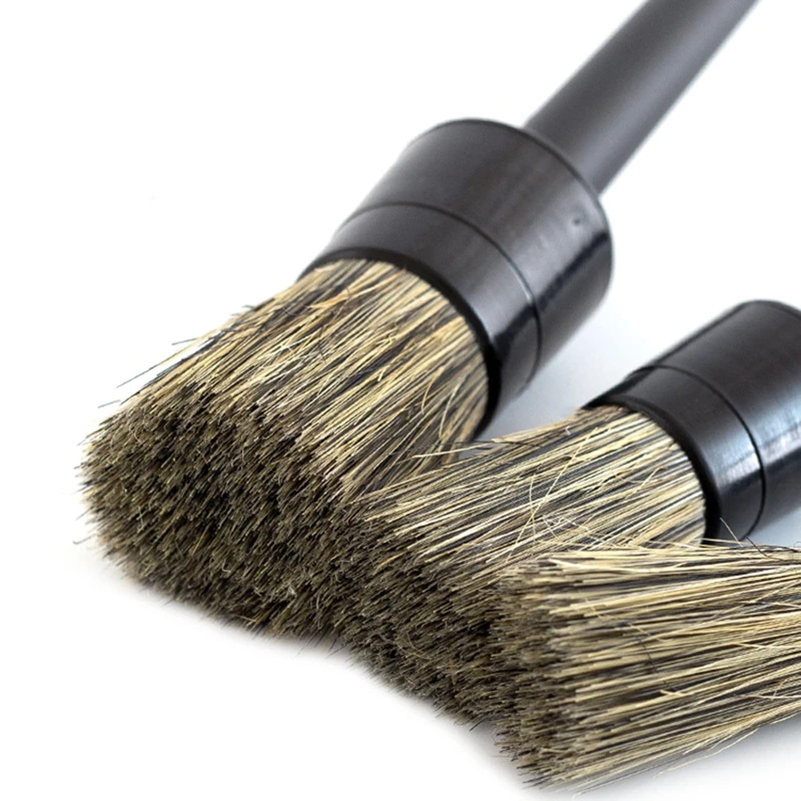 3 Stück Natürliche Wildschwein Haar Auto Detailing Bürste Set Weiche Borsten Auto Reinigung Bürste Kits Reifen Rad Waschen