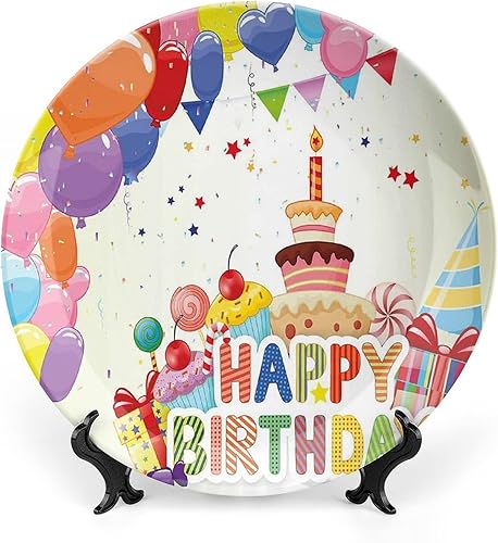 Miniatura 1 de LIGUTARS Platos de cerámica, platos de cerámica decorativos para decoración de cumpleaños, globos divertidos en forma de corazón, 8 pulgadas, para
