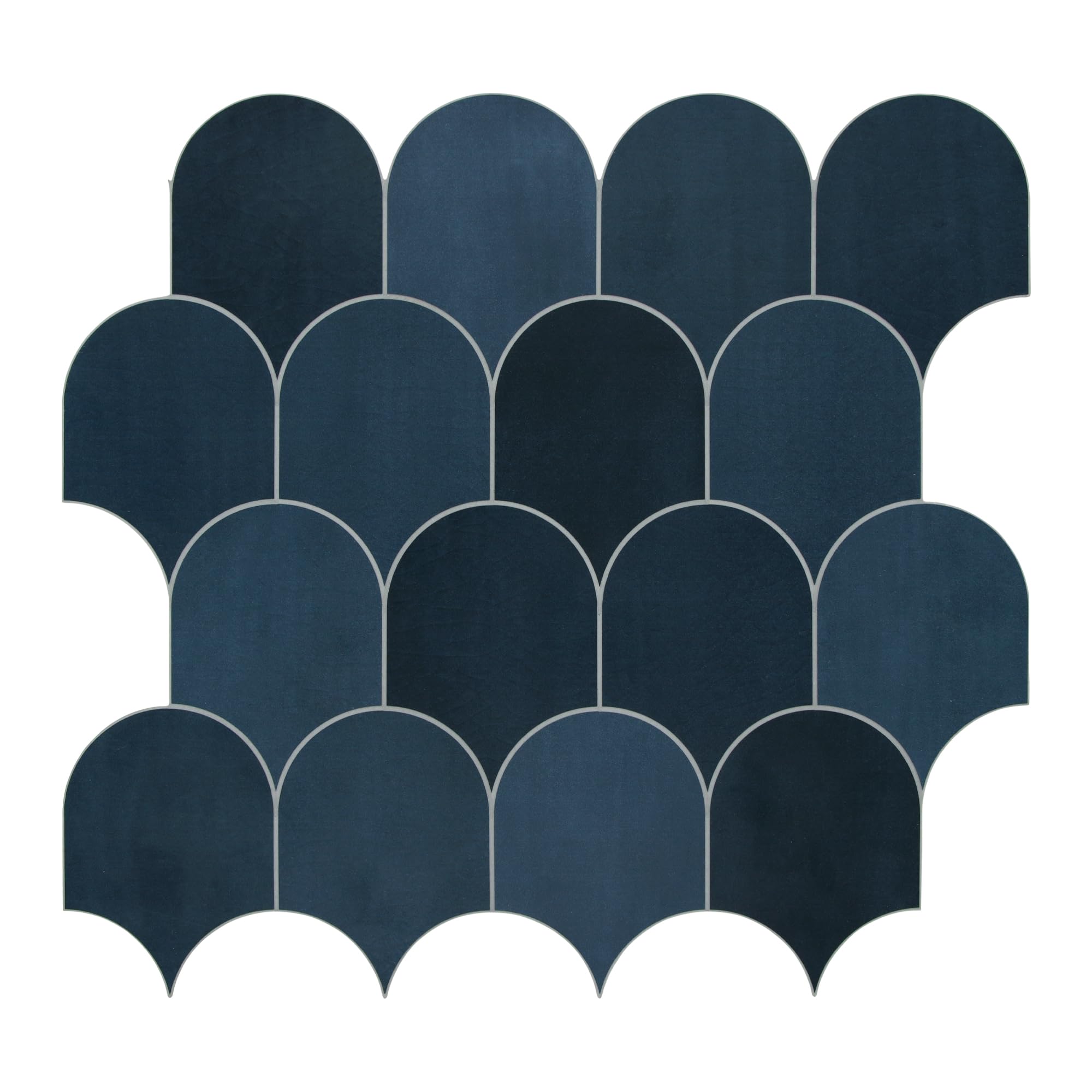 Photo 1 of SUNWINGS 10-Sheet Fish Scale Peel and Stick Backsplash Tile, 11.4'' x 10.9" Stone Composite Scallop Handmade Looks Self-Adhesive Wall Tiles for Kitchen Bathroom, Blue