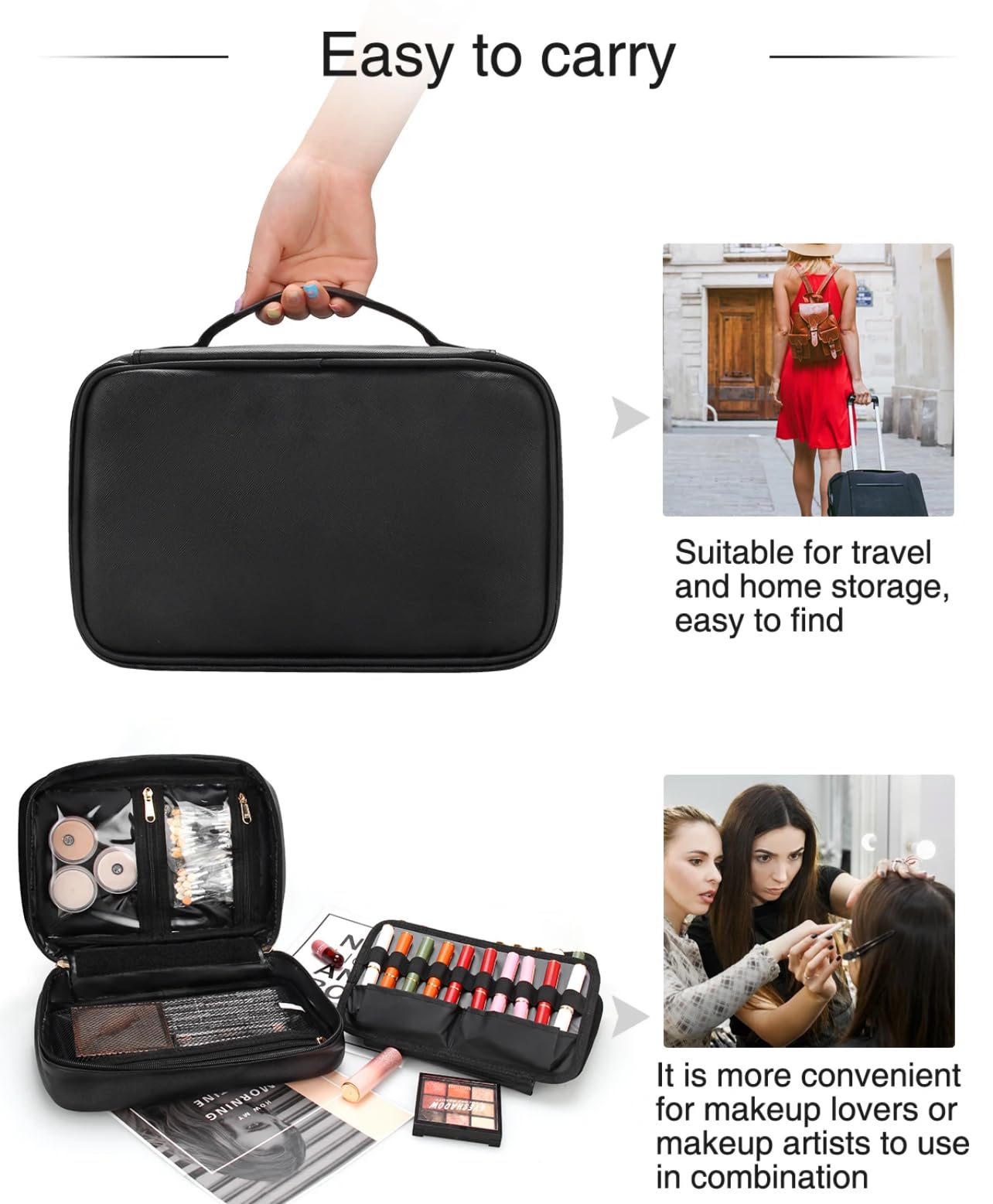 Coslifestore Makeup Organizer Case with Lipstick Slots (Black) 4