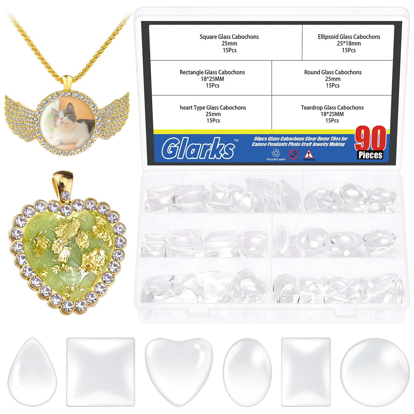 Rockin Beads Brand, 15 Clear Glass Dome Tile Cabochon Clear 40x30mm Non-calibrated Oval - Foto 3