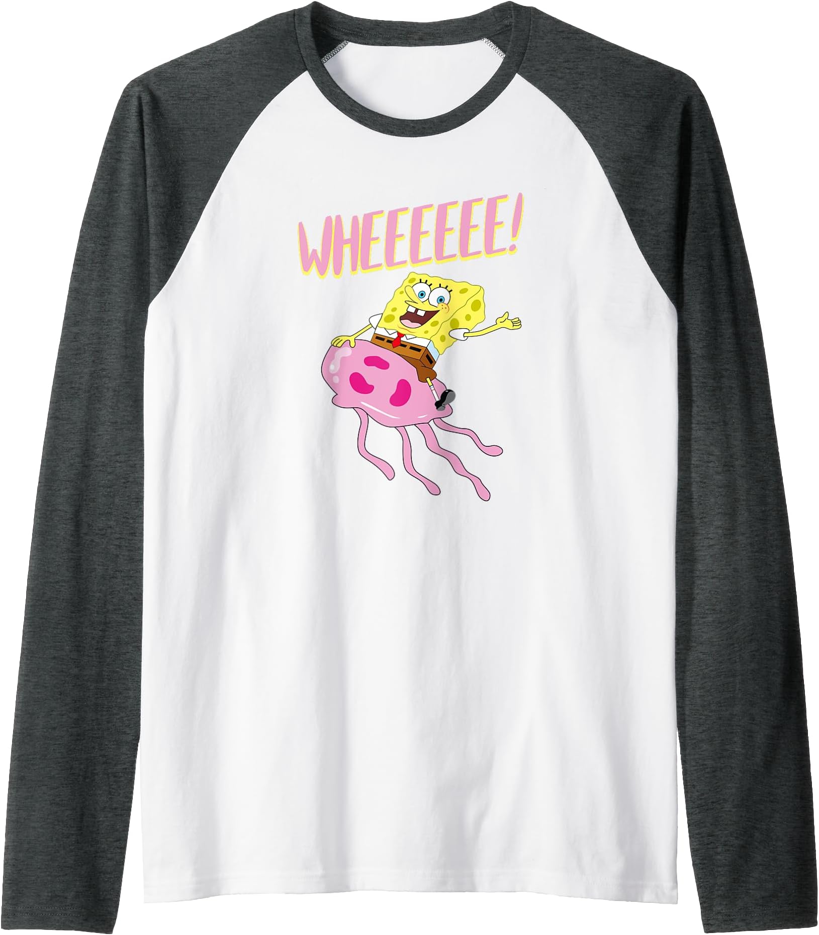 - SpongeBob Riding Jellyfish - Wheeeeee! Raglan Baseball Tee