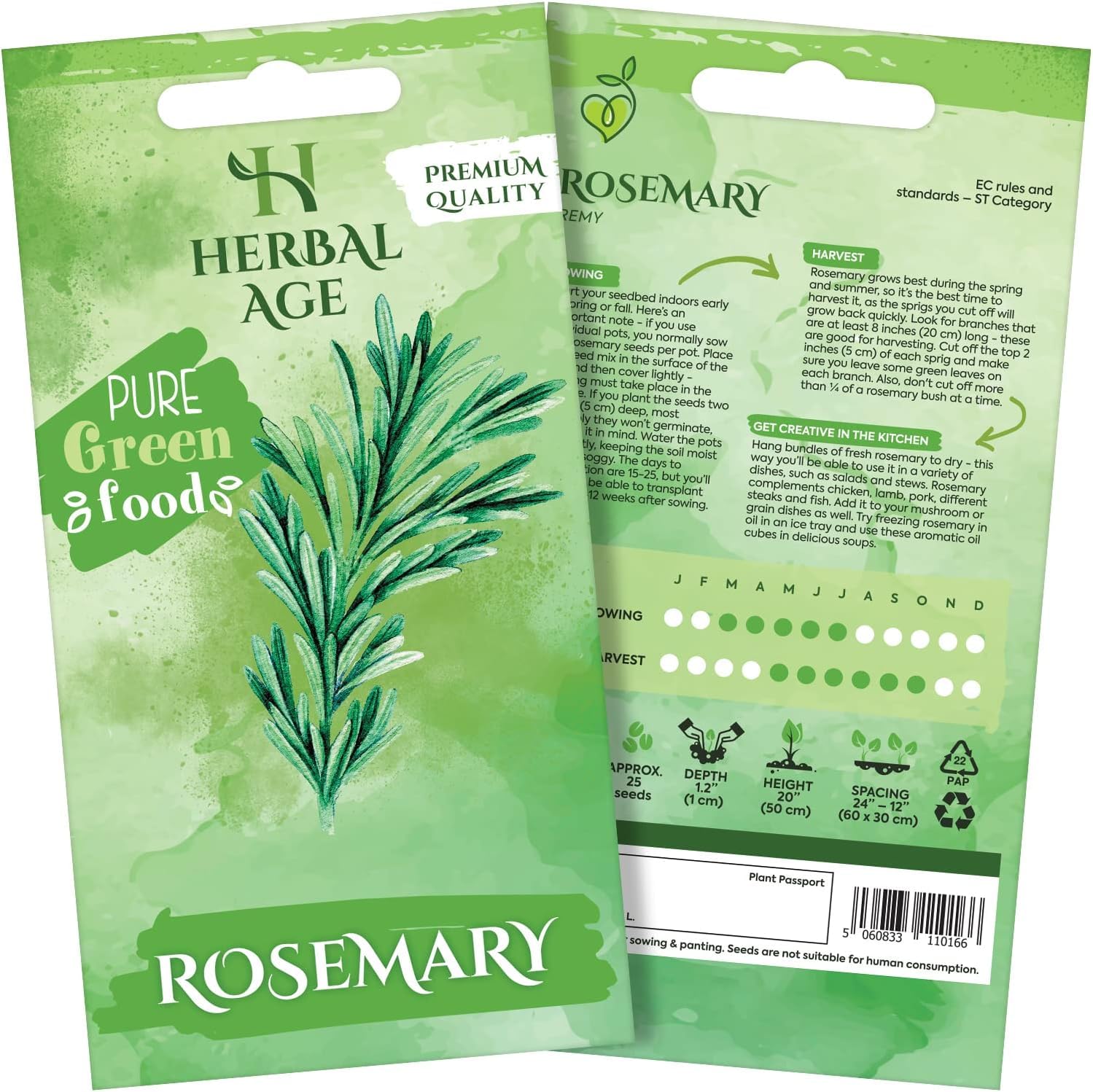 Rosemary Seeds Plants, Grow Your Own Herb Garden Kit, ~25 Seed Box, Salad Herbs Seeds for Planting UK, Veg Plant Gardening Gift for Men & Women, Seeds to Plant Outdoor & Indoor
