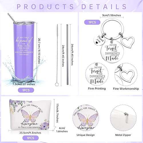 Miniatura 2 de Zhehao Regalos de agradecimiento para empleados May You Be Proud de 20 onzas con llavero y bolsa de maquillaje, regalos inspiradores para dama