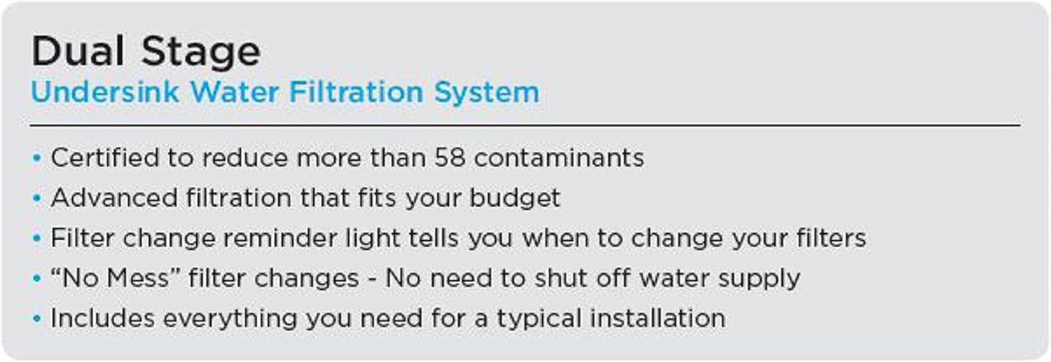 EcoPure ECOP20 Dual Stage Undersink Water Filtration System, White - Undersink Water Filtration Systems - 