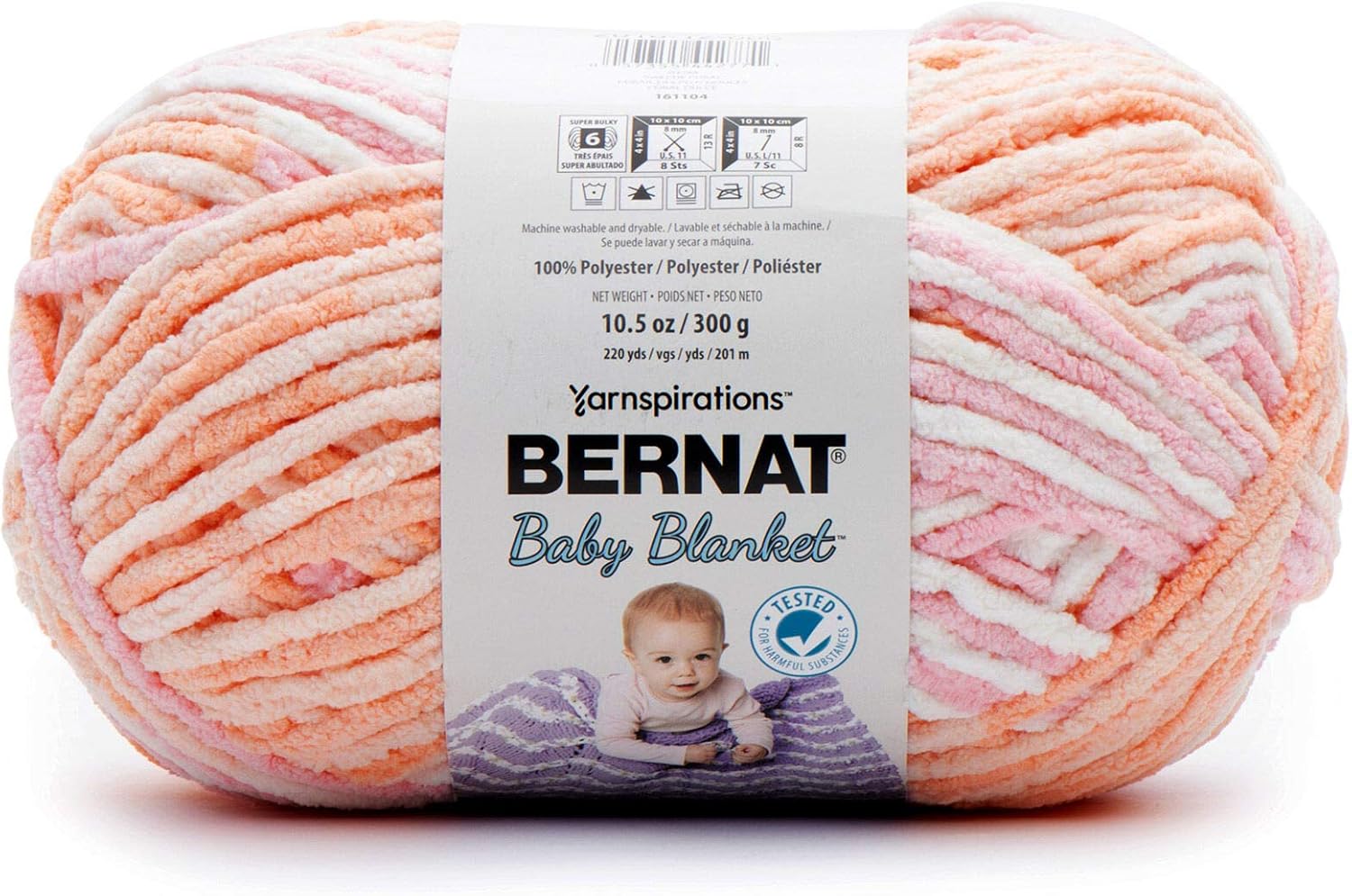 Bernat Baby Blanket, Sweetie Coral, 300g