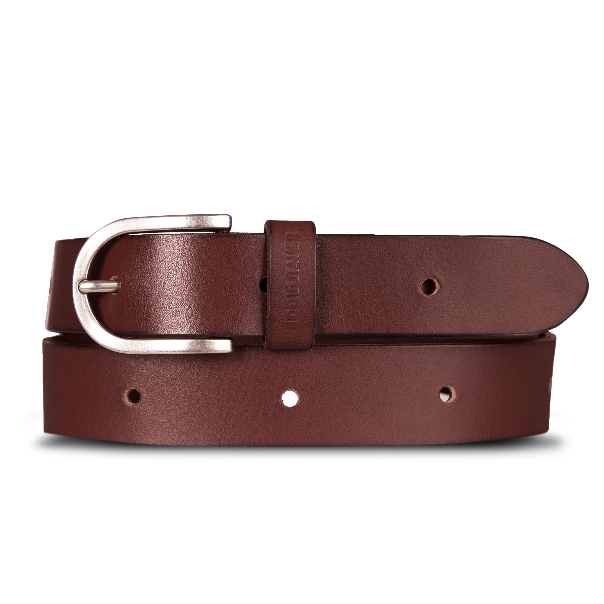Eddie Bauer Ceinture Fin-Cuir véritable avec Trous pour Dents pour Ajustement personnalisé-Marron, Femme
