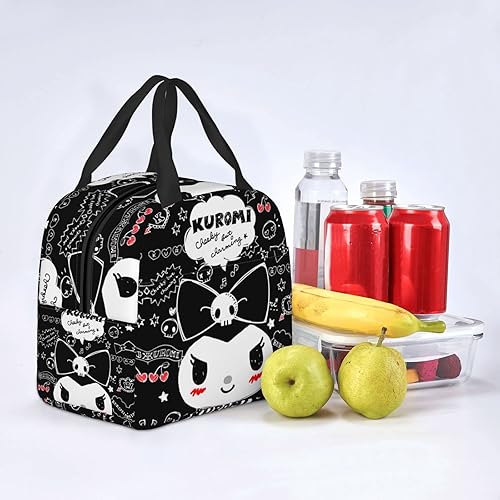 Miniatura 8 de Mochila para niños, bolsa de almuerzo kawaii, bonita lonchera portátil de gran capacidad, bolsa de mano aislada, bolsa de mano reutilizable para la