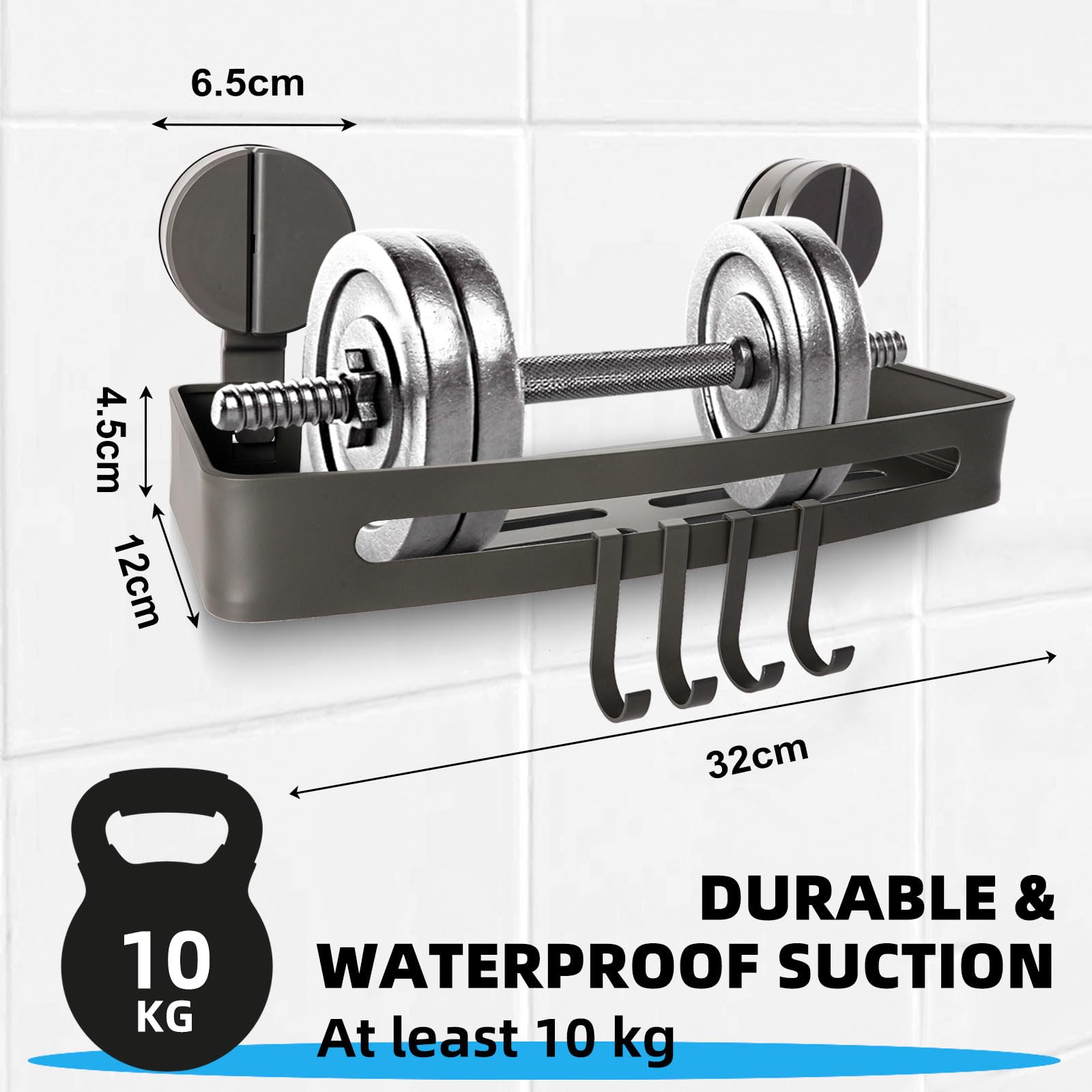 Antrader Mensola Doccia Sospensibile In Acciaio Inox 304, Da Appendere Al Rubinetto, Gancio Orientabile, Senza Foratura, Singolo Strato - 4
