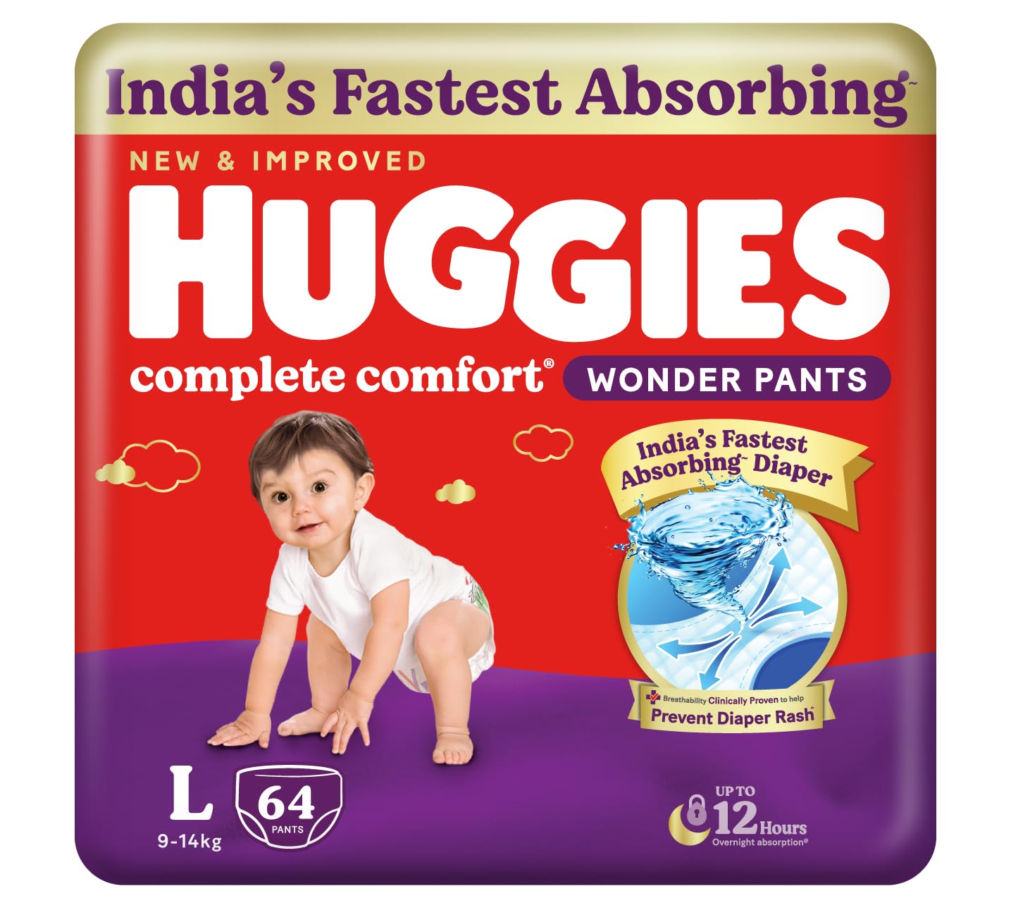 Huggies Complete Comfort Wonder Pants | Pant Style Baby Diapers Large Size (L), 64 Count Review: India's Fastest Absorbing Diaper – A Real-World Test for 9-14 Kgs! Review India 2025