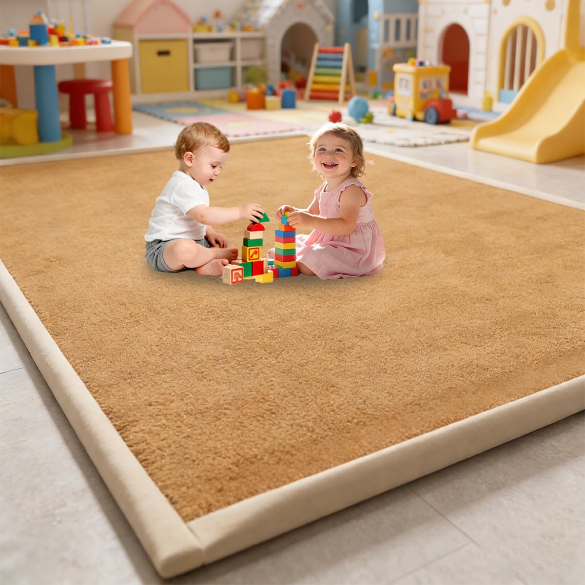 Voxirum 2.5 CM Thick Velvet Baby Play Mellow Mat Area Rug, Crawling Carpet with Non-Slip, Baby Foam Play Mat, Thick Rugs for Living Roomfor, Playpen, Tummy Time & Baby Gym Brown 180 x 220 cm