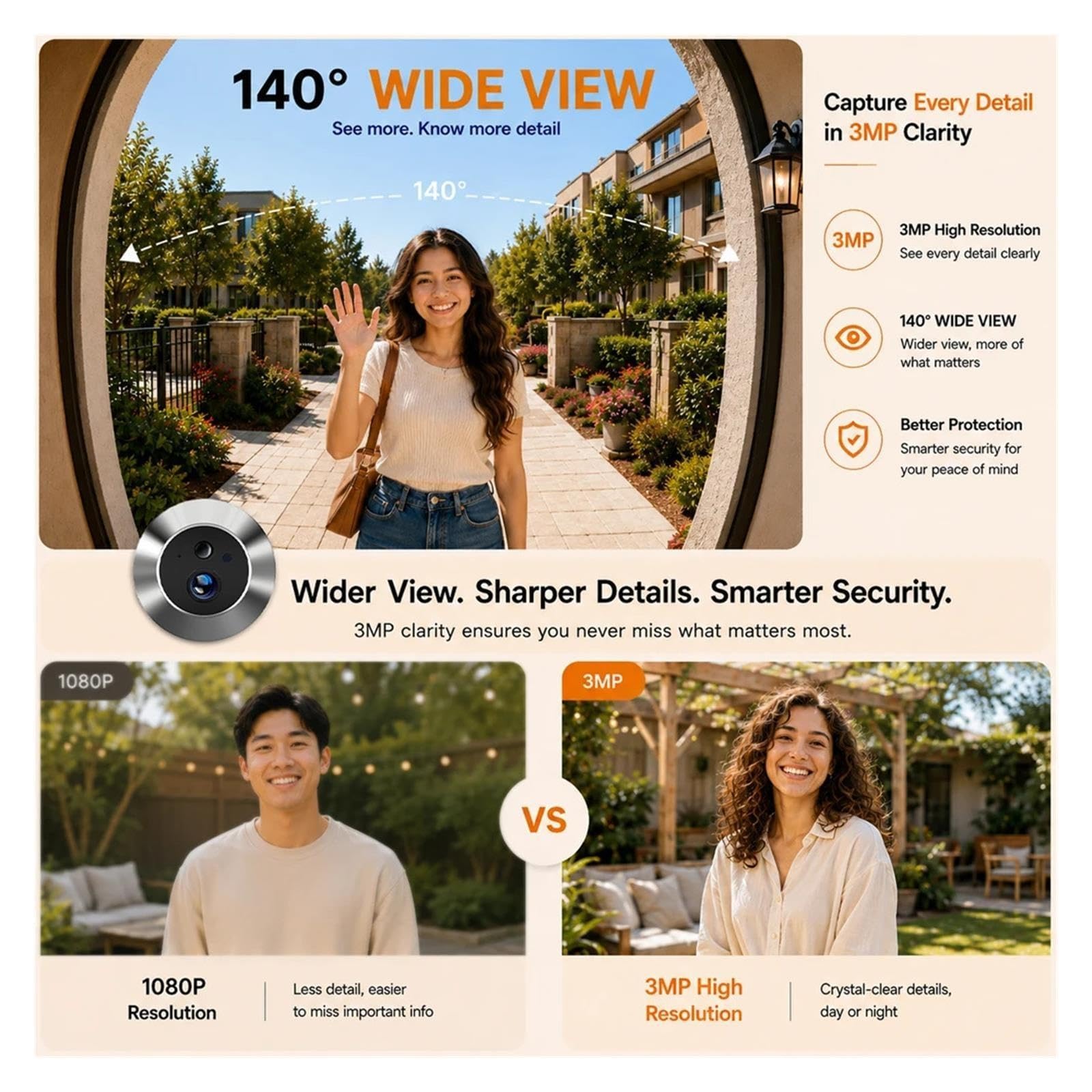 Telecamera digitale WiFi for spioncino da porta da 3 MP