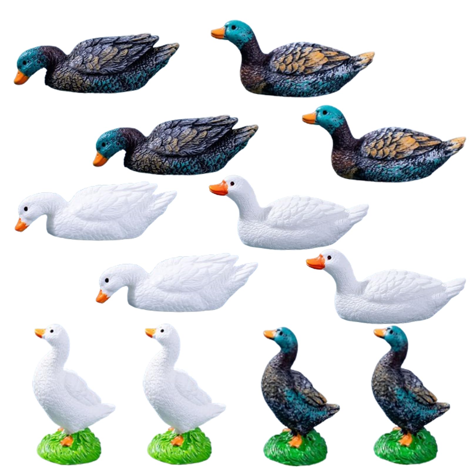 SHUNGXINYI 12 Pcs Mini Resin Duck & Goose Figurines