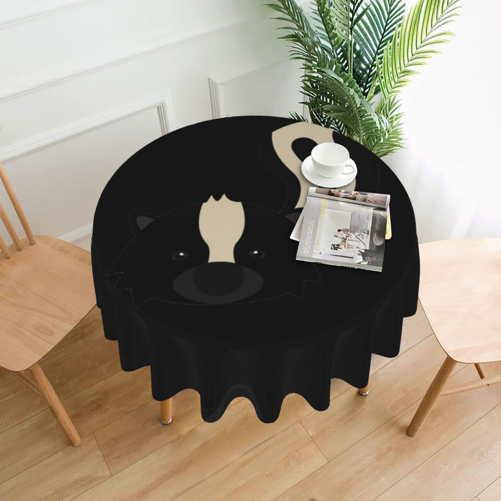 Lawenp Skunk Decorative Round Table Cloths - 60 Inches in Diameter for Buffet Tables, Parties, Holiday Dinners.