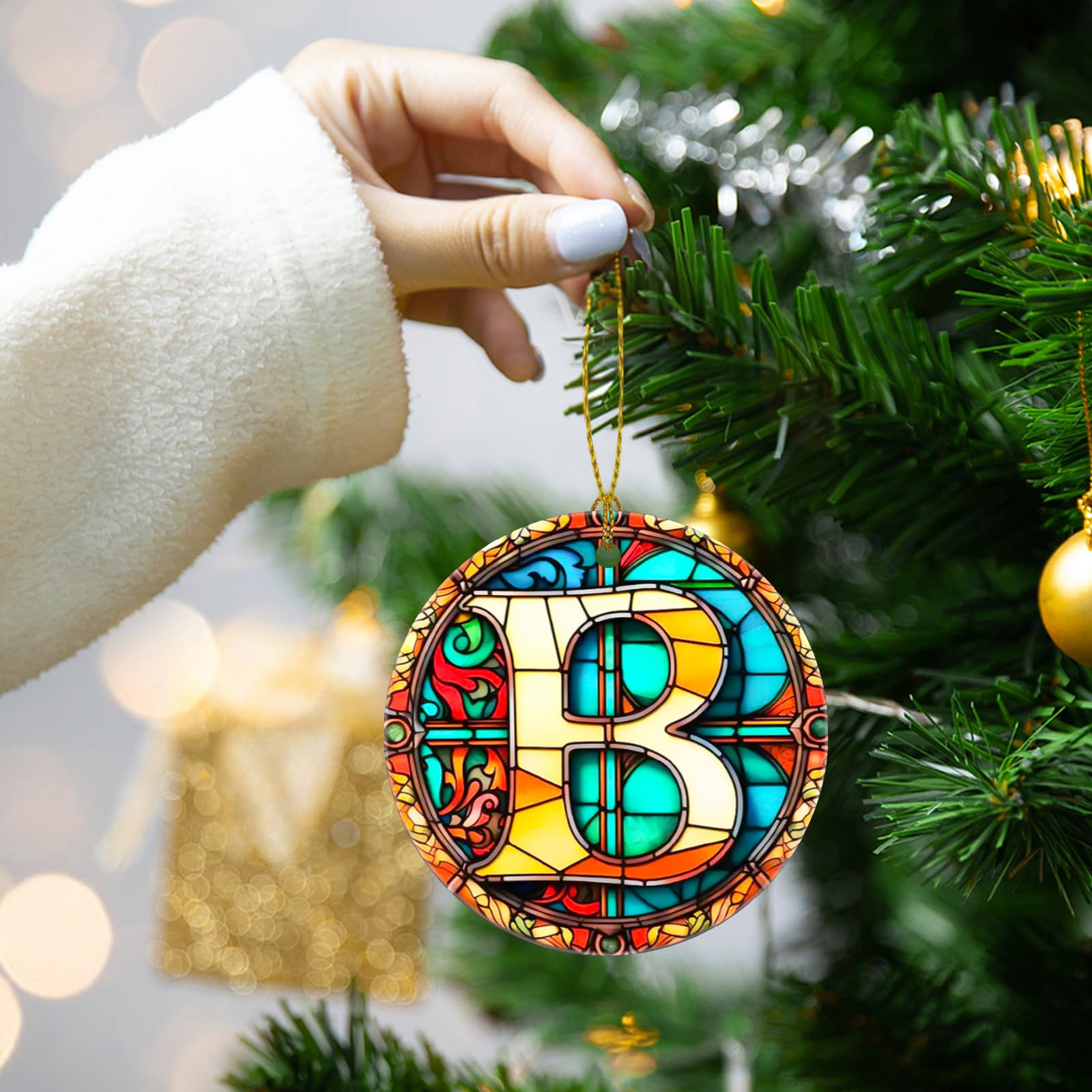 26 Green Alphabet Christmas Ornaments With Santa Pendants - Personalized Tree Letters For DIY Holiday Decor