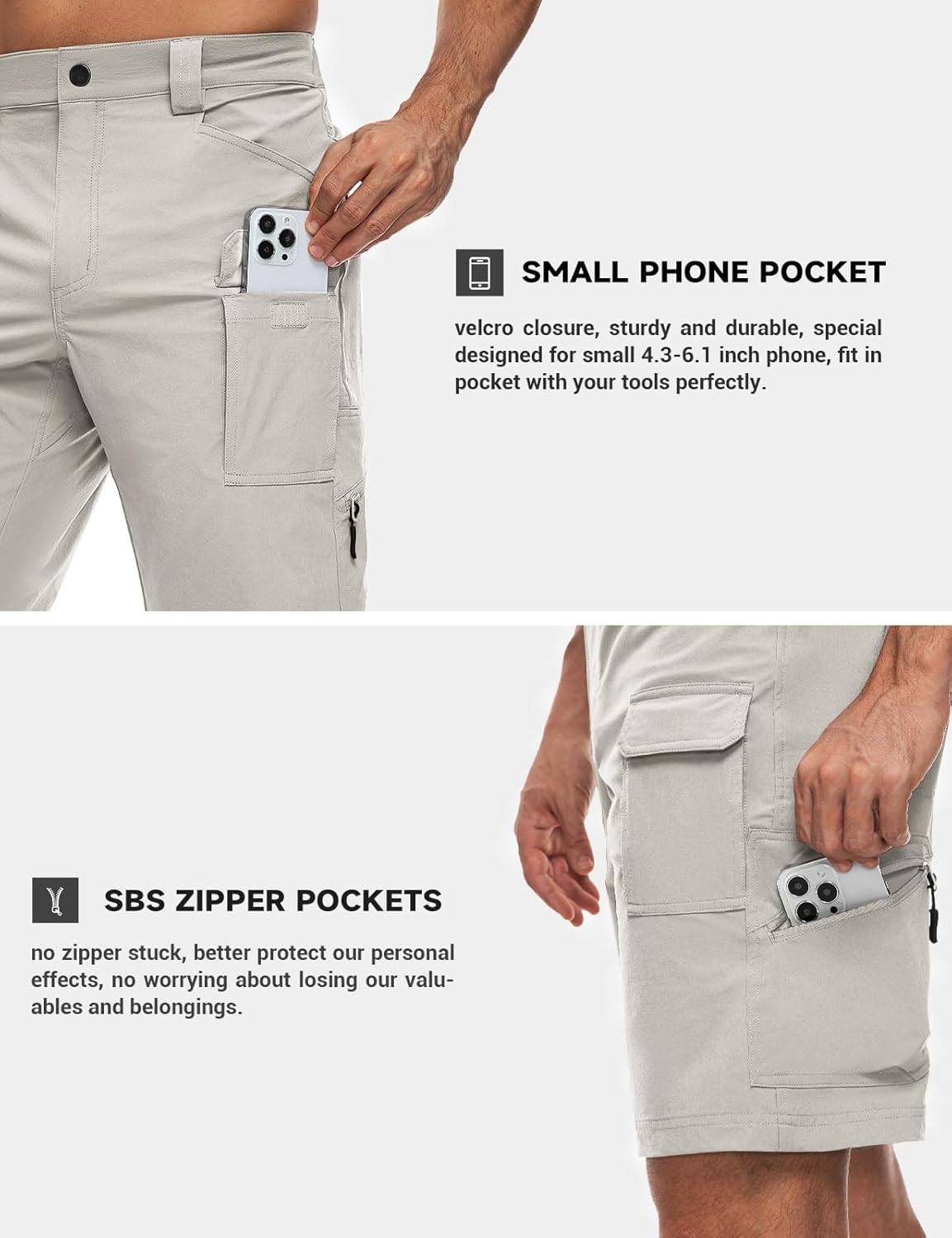 Moosehill Men's Hiking Cargo Shorts Quick Dry Work Shorts for Men Casual Tactical with 7 Pockets Waterproof No Belt - Image 4