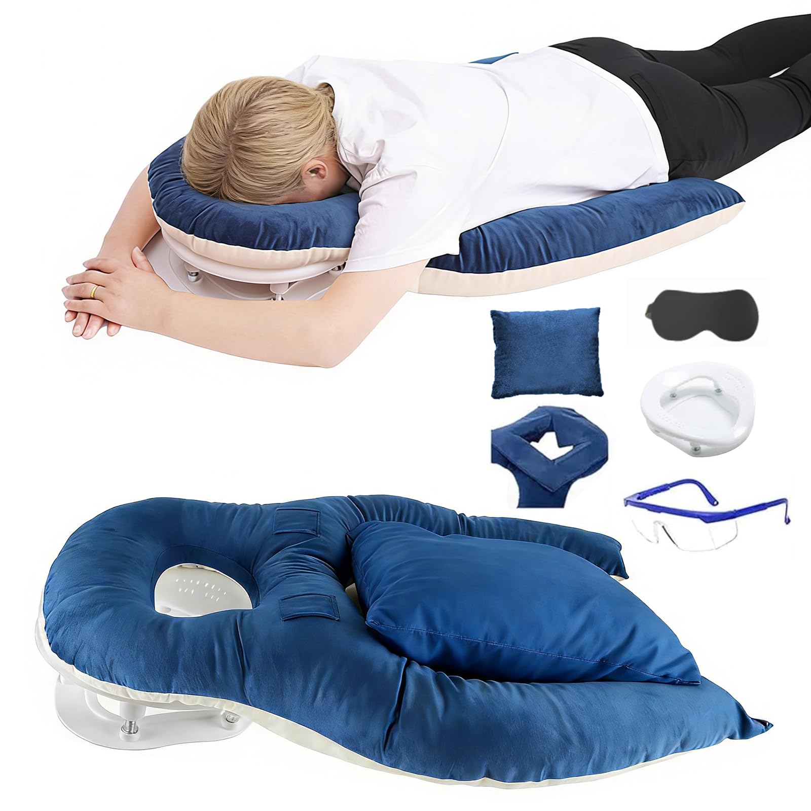 Almohada de masaje de espuma viscoelástica ergonómica para dormir y dormir boca abajo, recuperación de vitrectomía quirúrgica, agradable para la piel, masaje reposacabezas