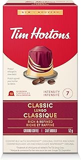 Tim Hortons Classic Lungo Capsules, Nespresso Original Line Compatible Capsules, 10 Count