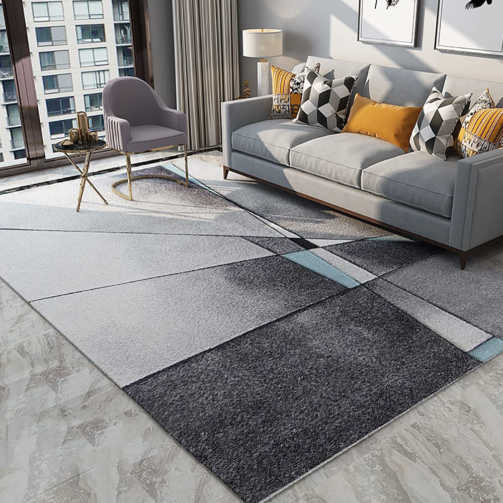 Tapis moderne de salon abstrait Ruby Lil | Grand tapis lavable multicolore de 6,6x8,2 m
