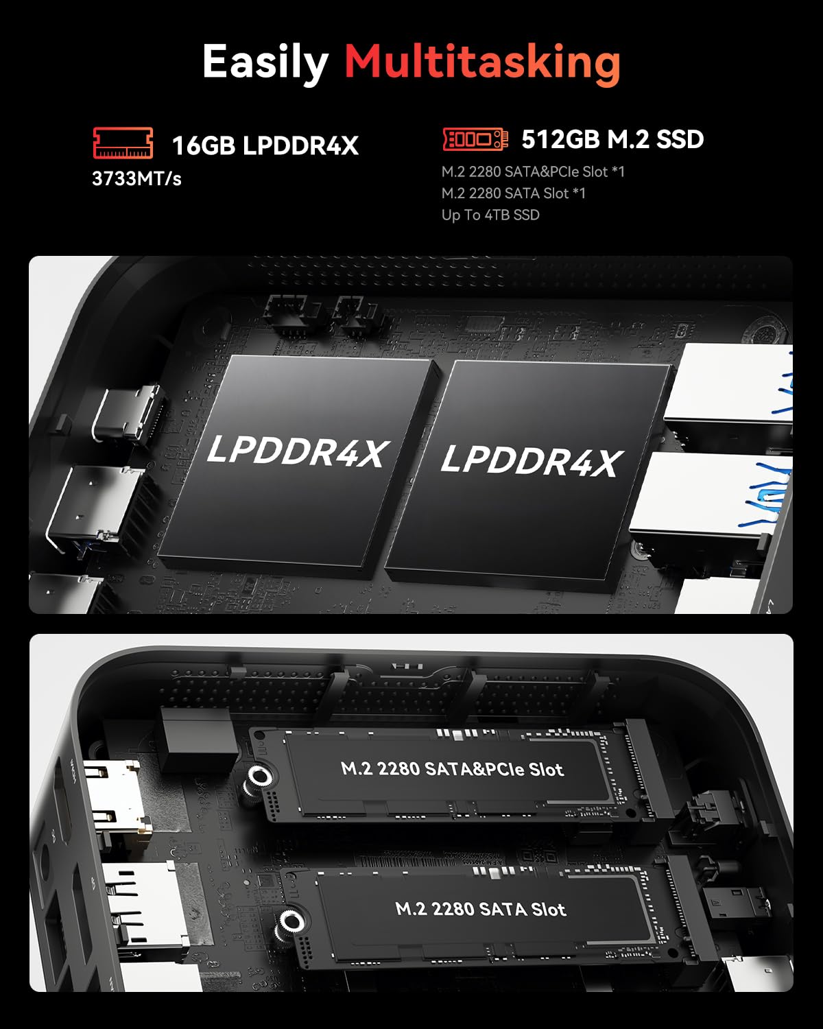 KAMRUI Mini PC Ryzen 7530U 16GB LPDRR RAM 512GB SSD Micro Gaming