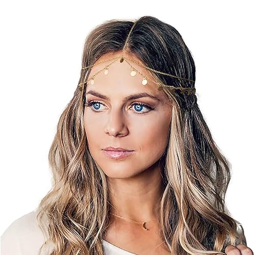 WOVOWOVO Diademas doradas para la cabeza para mujeres y niñas, disfraz de diosa, lentejuelas, accesorios de joyería para el cabello, festival de